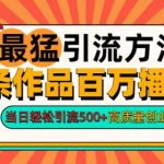 2024年最猛引流方法单条作品百万播放量，当日轻松引流500+，高质量创业粉-梦帆创业网
