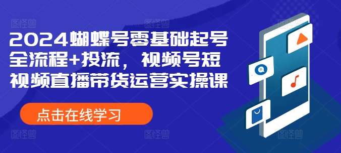 2024蝴蝶号零基础起号全流程+投流，视频号短视频直播带货运营实操课-梦帆创业网
