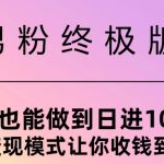 男粉终极版，小白也能做到日入几张，八大变现模式让你收Q到手软-梦帆创业网