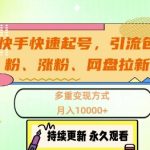 快手快速起号，引流s粉、涨粉、网盘拉新多重变现方式，月入1w【揭秘】-梦帆创业网