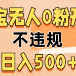 2024淘宝无人0粉公域开播，不违规，轻松日入5张-梦帆创业网