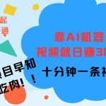 靠AI机器 人，视频就日入3张，十分钟一条视频-梦帆创业网