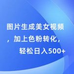 图片生成美女视频，加上色粉转化，轻松日入5张-梦帆创业网