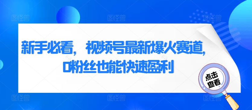 新手必看，视频号最新爆火赛道，0粉丝也能快速盈利-梦帆创业网