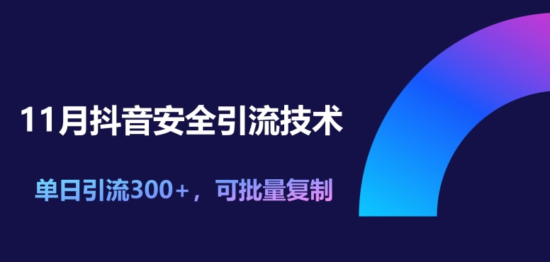 11月抖音安全引流技术，单日引流300+，可批量复制-梦帆创业网