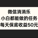 微信消一消，小白都能做的任务，每天收益保底50元-梦帆创业网