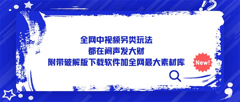 全网中视频另类玩法，都在闷声发大财，附带破解版下载软件加全网最大素材库-梦帆创业网