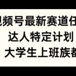 视频号最新赛道任务，达人特定计划，宝妈、大学生、上班族皆可做-梦帆创业网