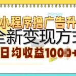 微信小程序撸广告升级版，全新变现方式，日均收益1k-梦帆创业网