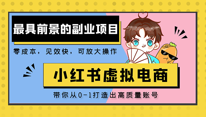 小红书蓝海大市场虚拟电商项目，手把手带你打造出日赚2000+高质量红薯账号-梦帆创业网