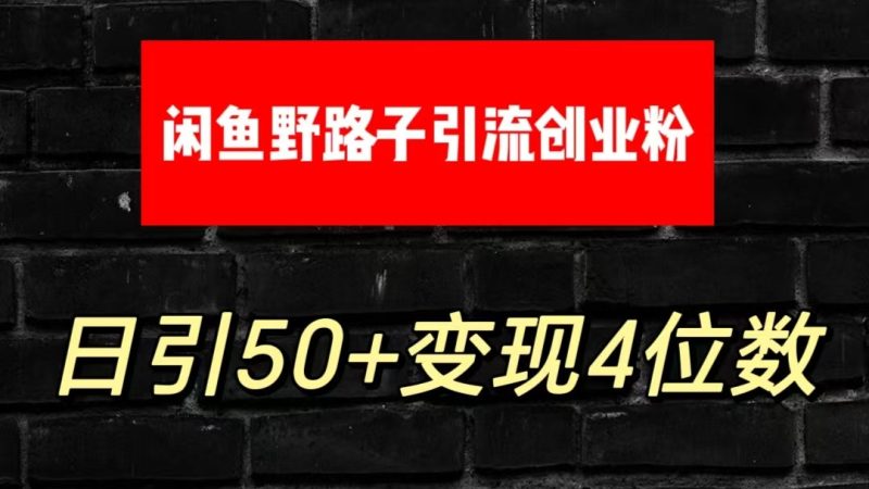 大眼闲鱼野路子引流创业粉,日引50+单日变现四位数-梦帆创业网