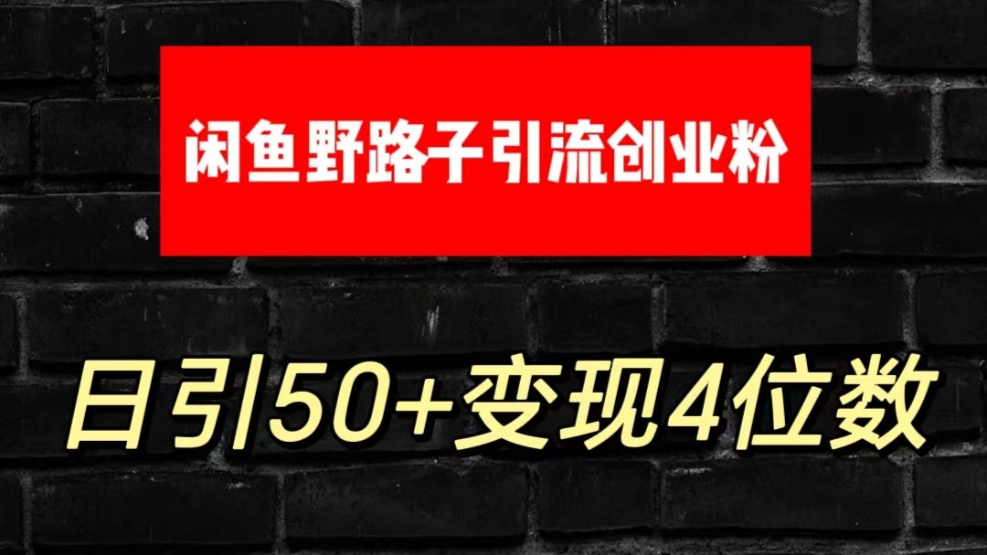 大眼闲鱼野路子引流创业粉，日引50+单日变现四位数-梦帆创业网