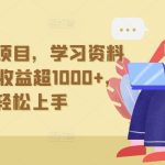 抖音贼冷门项目，学习资料拉新，每日收益超1000+，小白轻松上手-梦帆创业网