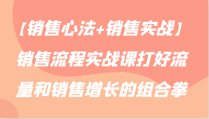 【销售心法+销售实战】销售流程实战课打好流量和销售增长的组合拳-梦帆创业网