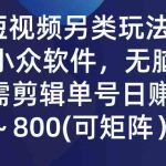 （9493期）QQ短视频另类玩法，利用一个小众软件，无脑搬运，无需剪辑单号日赚500～…-梦帆创业网