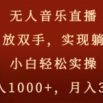 无人音乐直播，解放双手，实现躺赚，小白轻松实操，日入1000+，月入3w+-梦帆创业网