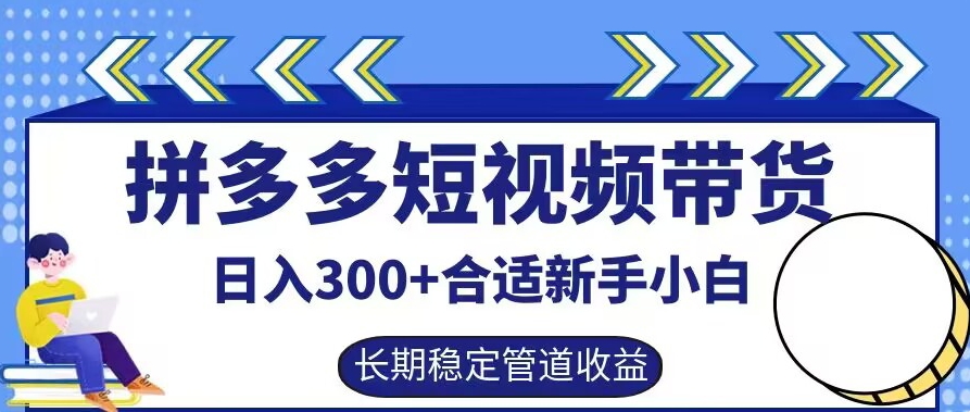 拼多多短视频带货日入300+有长期稳定被动收益，合适新手小白【揭秘】-梦帆创业网