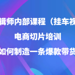 IP剪辑师内部课程（挂车视频），电商切片培训，教你如何制造一条爆款带货视频-梦帆创业网