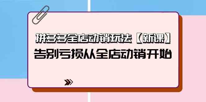 （9974期）拼多多全店动销玩法【新课】，告别亏损从全店动销开始（4节视频课）-梦帆创业网