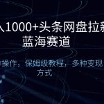 日入1000+头条网盘拉新蓝海赛道，简单操作，保姆级教程，多种变现方式-梦帆创业网