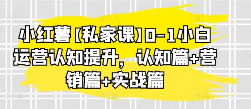 小红薯【私家课】0-1小白运营认知提升,认知篇+营销篇+实战篇-梦帆创业网