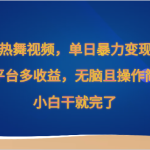 Ai美女热舞视频，单日暴力变现2000+，多平台多收益，无脑且操作简单，小白干就完了-梦帆创业网
