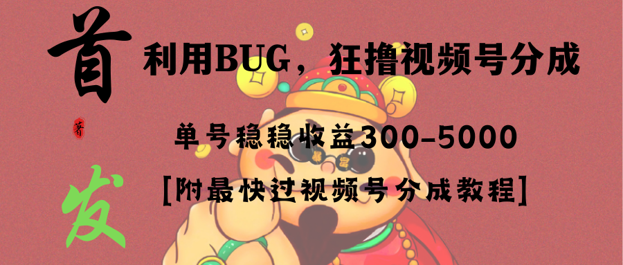 全网独家首发，视频号BUG，超短期项目，单号每日净收益300-5000！-梦帆创业网