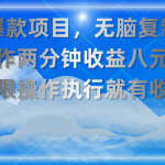 最新爆款项目，无脑复制粘贴，操作两分钟收益八元钱，无限操作执行就有收入-梦帆创业网