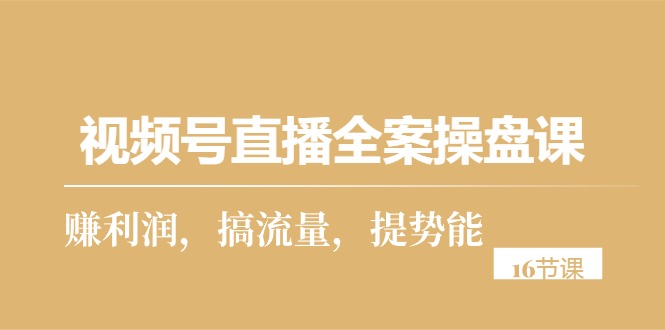 （10207期）视频号直播全案操盘课，赚利润，搞流量，提势能（16节课）-梦帆创业网