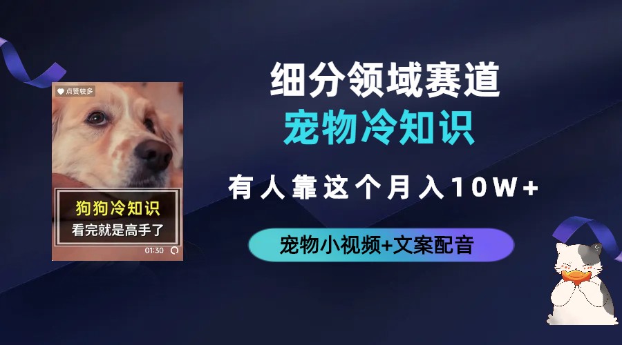 不起眼的抖音细分赛道-宠物冷知识，一段宠物视频配文案，有人靠这个月入10w-梦帆创业网