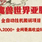 （9920期）亚服魔兽全自动搬砖项目，日入2000+，全网独家最高收益玩法。-梦帆创业网