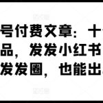 某公众号付费文章：十倍定价暴利单品，发发小红书，朋友圈发发圈，也能出单-梦帆创业网