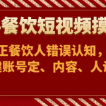 2024餐饮短视频摸版课-帮助纠正餐饮人错误认知，抖音账号搭建账号定、内容、人设定位-梦帆创业网