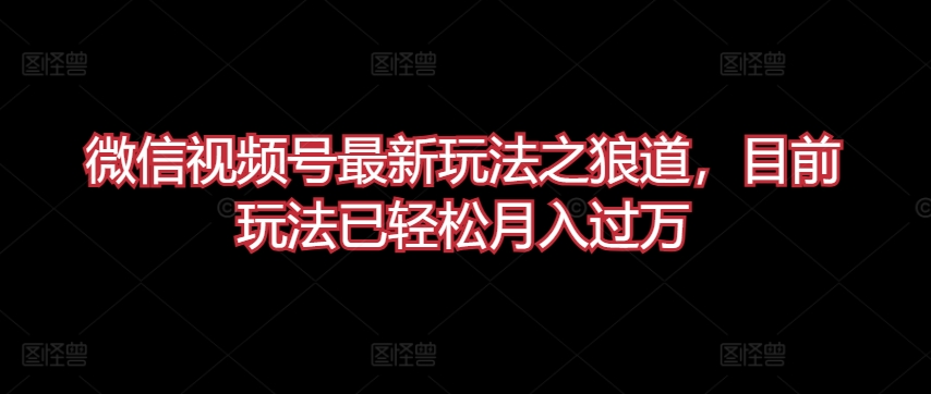 微信视频号最新玩法之狼道，目前玩法已轻松月入过万-梦帆创业网