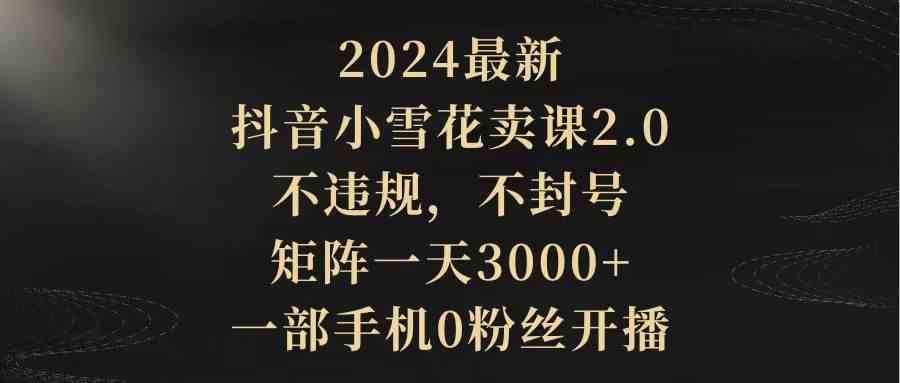 （9639期）2024最新抖音小雪花卖课2.0 不违规 不封号 矩阵一天3000+一部手机0粉丝开播-梦帆创业网