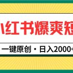 （9498期）小红书，爆爽短剧，一键原创，日入2000+-梦帆创业网