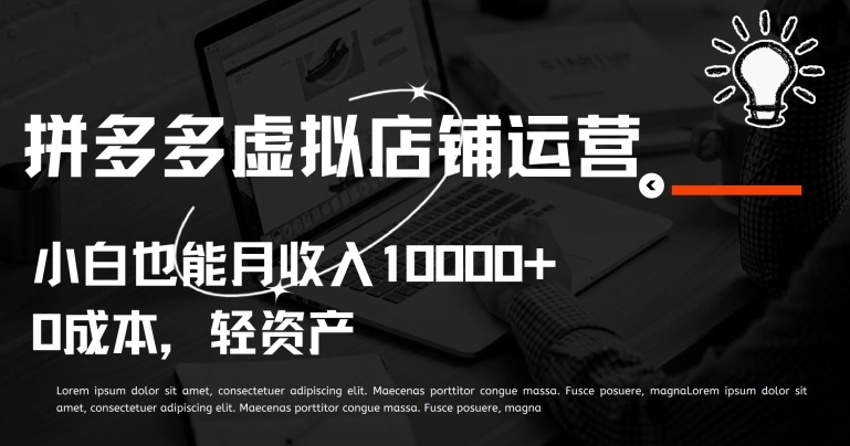 拼多多虚拟店铺运营小白也能月收入10000+-梦帆创业网