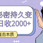直击本质，男杏秘密持久变现，日收2000+-梦帆创业网