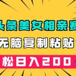 微头条冷门美女相亲赛道，无脑复制粘贴，轻松日入200＋-梦帆创业网