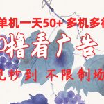 （10241期）0撸看广告 单机一天50+多机多得 提现秒到 不限制场地操作-梦帆创业网