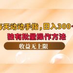 （12564期）每天动动手指头，日入300+，独有批量操作方法，收益无上限-梦帆创业网