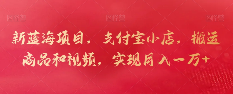 新蓝海项目，支付宝小店，搬运商品和视频，实现月入一万+-梦帆创业网