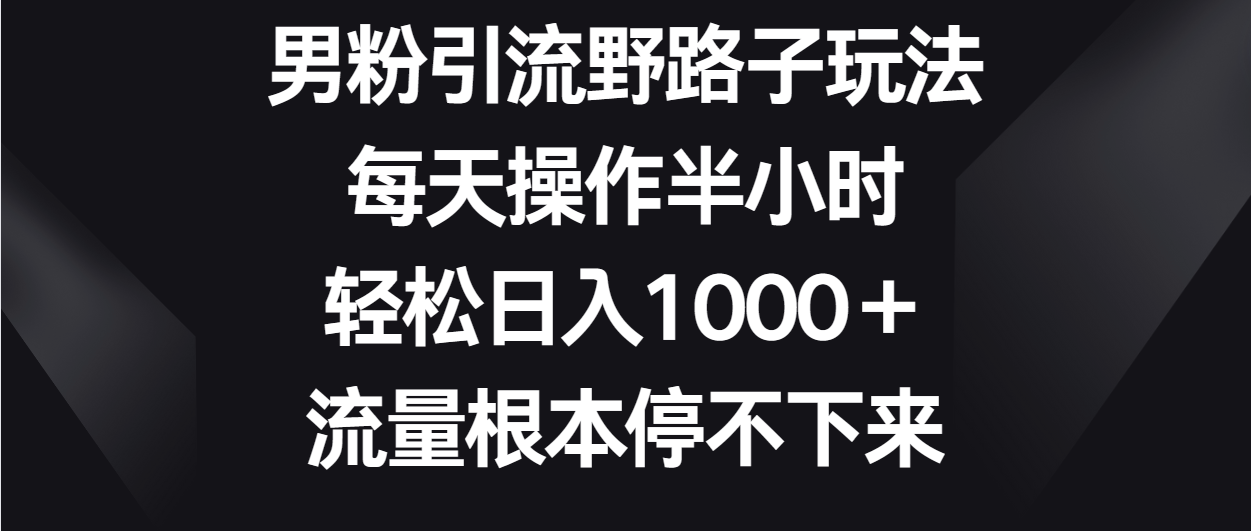 男粉引流野路子玩法，每天操作半小时轻松日入1000＋，流量根本停不下来-梦帆创业网
