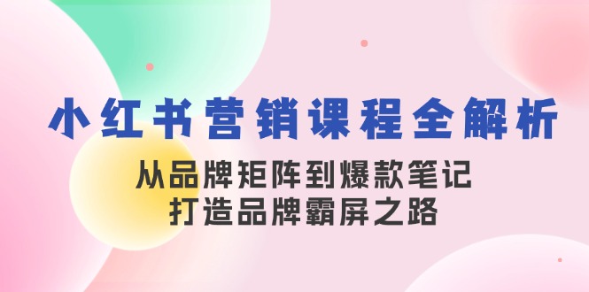 小红书营销课程全解析，从品牌矩阵到爆款笔记，打造品牌霸屏之路-梦帆创业网
