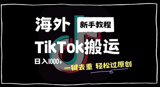 2024最新海外TikTok搬运玩法，一键去重轻松过原创，新手无经验也能日入1k【揭秘】-梦帆创业网