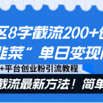 评论区8字截流200+创业粉“割韭菜”单日变现两万+24年截流最新方法！-梦帆创业网