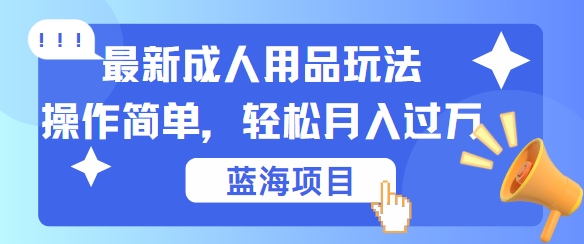 最新成人用品项目玩法，操作简单，动动手，轻松日入几张【揭秘】-梦帆创业网