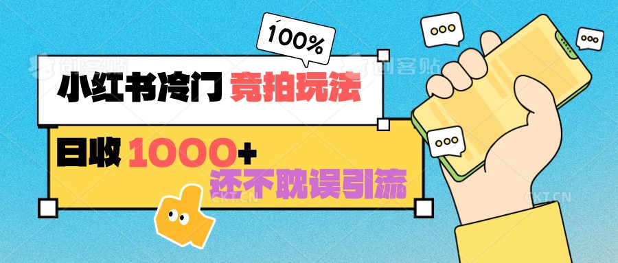 小红书冷门 竞拍玩法 日收1000+ 不耽误引流 可以做店铺 可以做私域-梦帆创业网