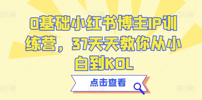 0基础小红书博主IP训练营，37天天教你从小白到KOL-梦帆创业网