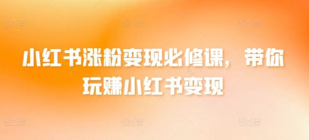 小红书涨粉变现必修课，带你玩赚小红书变现-梦帆创业网